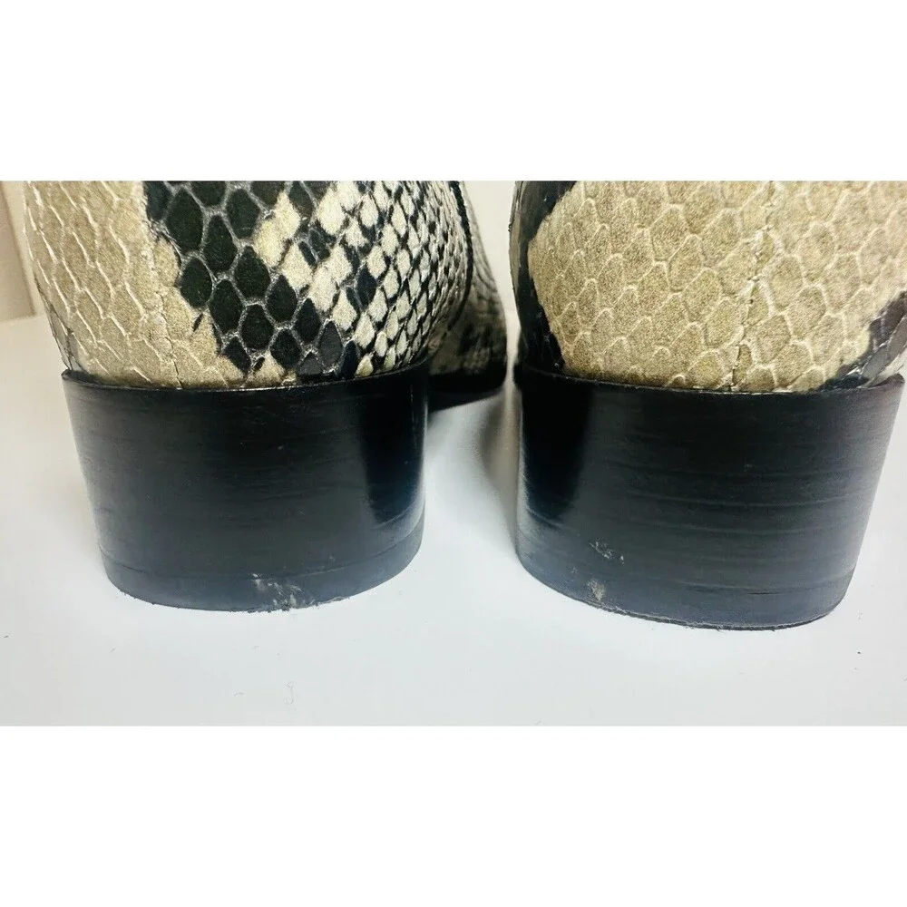 Aquatalia‎ Fuoco Cream Black Snake Print Leather Ankle Booties Women's 5.5